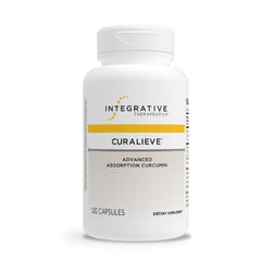 Integrative Therapeutics Curalieve bottle front showing high-absorption curcumin formula for antioxidant support.