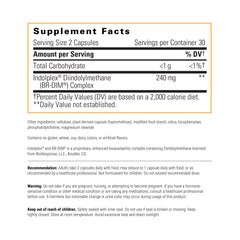 Integrative Therapeutics Indolplex bottle back label with dosage directions for adults