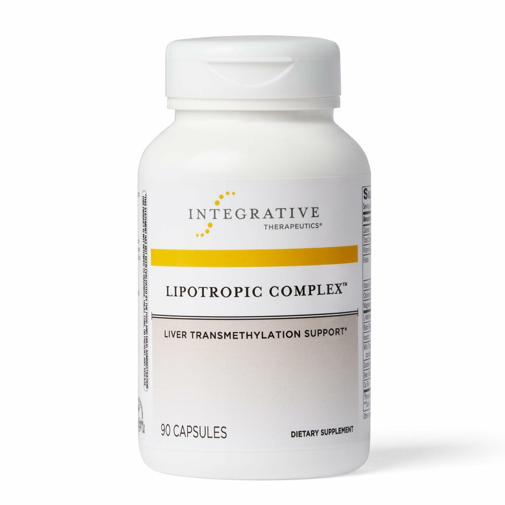 Integrative Therapeutics Lipotropic Complex bottle label showing gluten-free formula for adults.