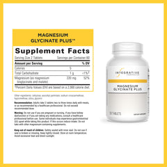 Integrative Therapeutics Magnesium Glycinate Plus bottle back detailing ingredients and gluten-free suitability