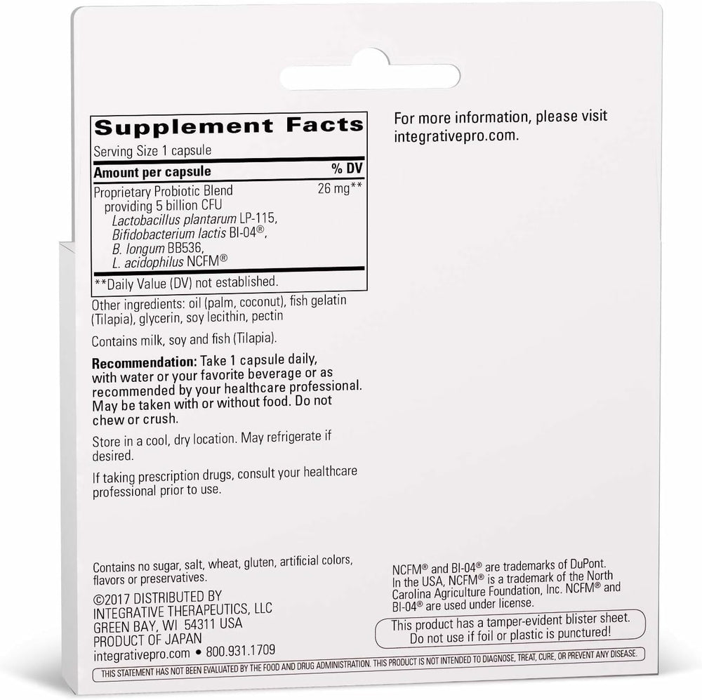 Integrative Therapeutics Probiotic Pearls Advantage pour demonstrates convenient daily dosing.