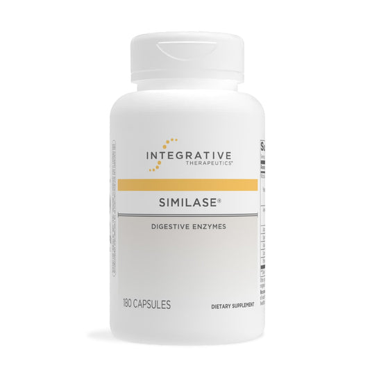 Integrative Therapeutics Similase bottle front, dairy-free digestion support for adults.