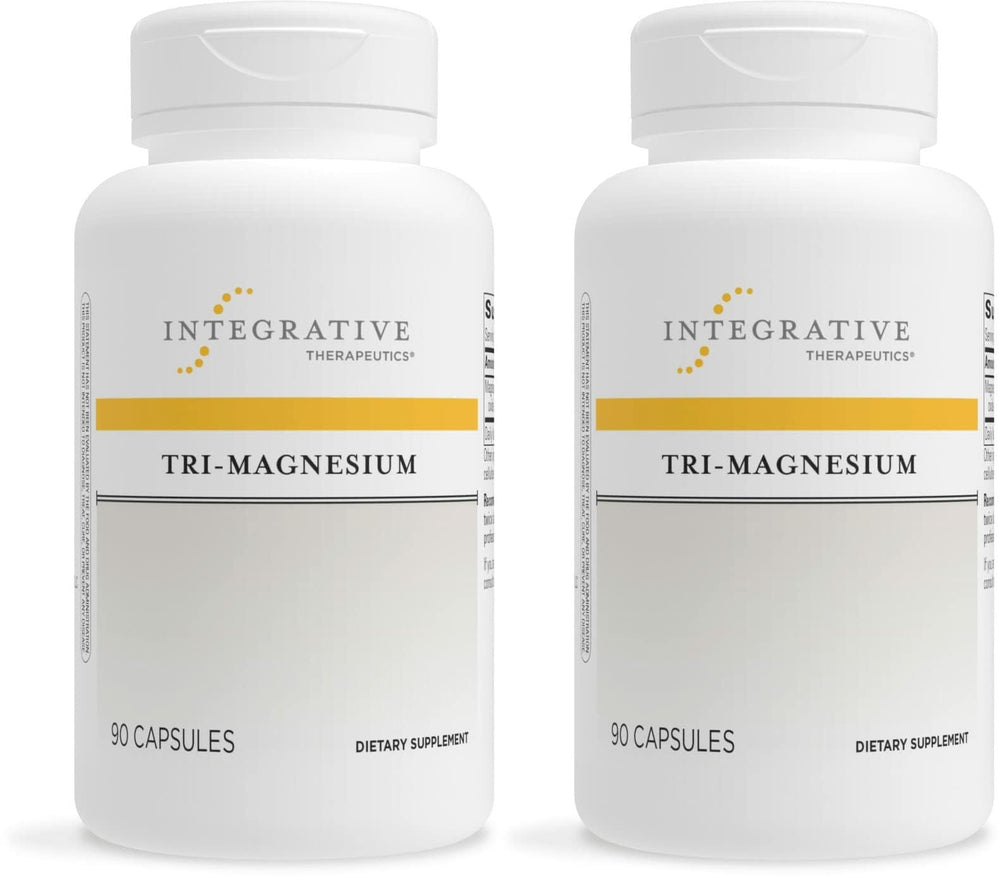 Integrative Therapeutics Tri-Magnesium bottle front view highlighting energy metabolism support
