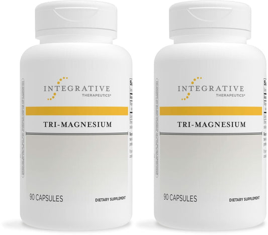 Integrative Therapeutics Tri-Magnesium bottle front view highlighting energy metabolism support