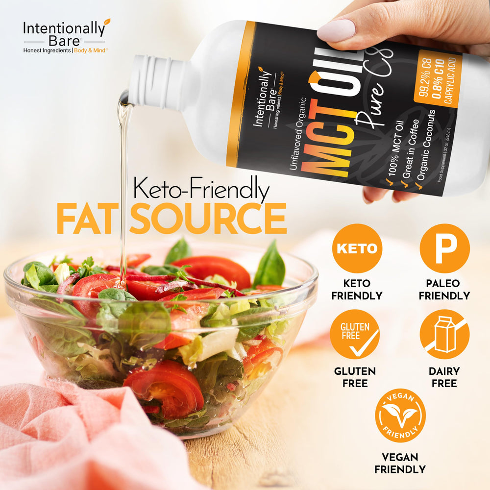 Intentionally Bare MCT oil used in keto coffee for smooth energy.