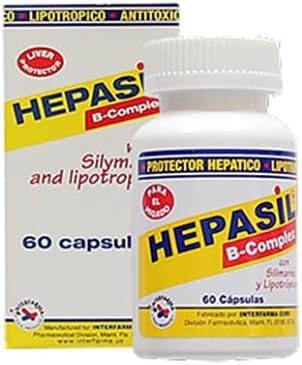 Interfarma Hepasil B-Complex bottle label, non-GMO liver support.