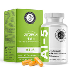 Intestinal Fortitude AI-5 bottle capsules showing easy daily digestive support.