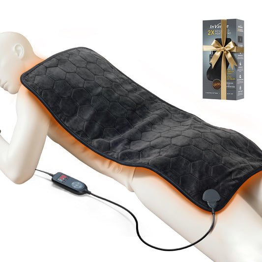 InVarme extra-large graphene heating pad front view shows broad coverage and deep warmth.