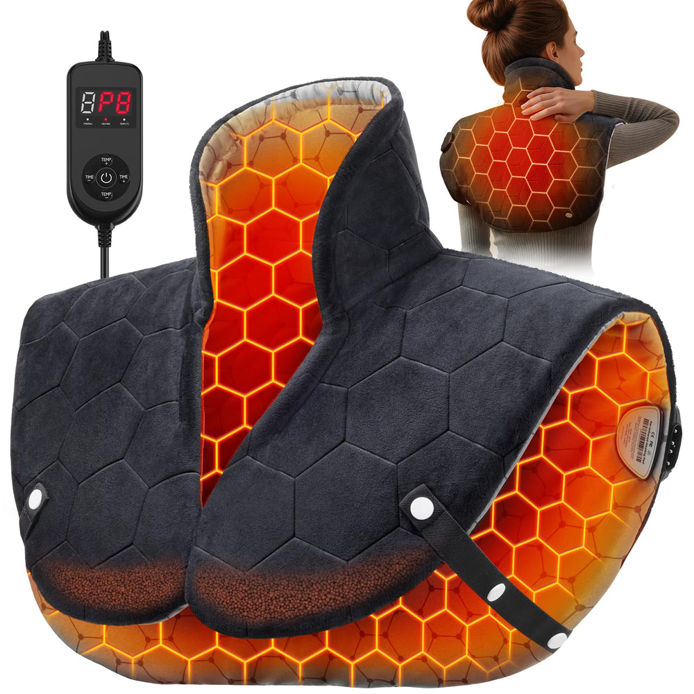 InVarme neck-shoulder-wrap full view shows ergonomic fit for daily warmth.