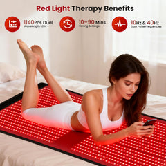 InVarme red-light therapy mat back view highlighting full-body coverage potential.