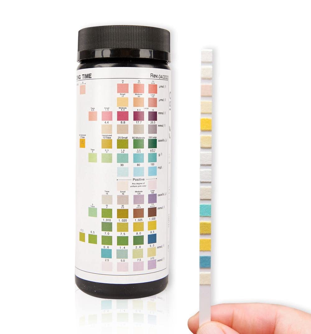 INVBIO 14-parameter urine test strips box with clear results for quick health checks.
