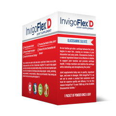 INVIGOFLEX glucosamine powder measuring spoon image showing dosage flexibility