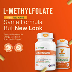 Close-up of INVITA L-Methylfolate 5mg capsules for daily brain support