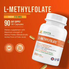 INVITA label detail highlights 5-MTHF active form on packaging
