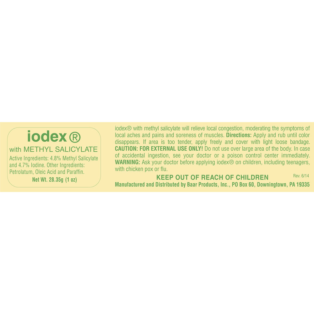 IODEX BAAR ointment applied to skin for massage absorption.