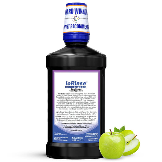 ioRinse bottle front view for convenient daily irrigation routine.
