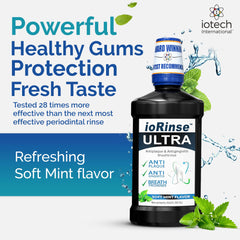 ioRinse Ultra label front showing alcohol-free formula and ingredients