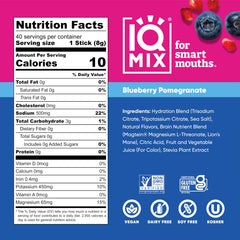 IQBAR IQMIX blueberry-pomegranate being poured into water for quick mixing