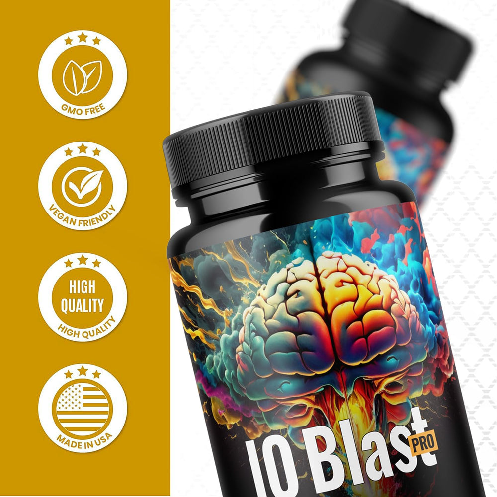 IQ Blast Pro label detail communicates clean, natural formula cues.