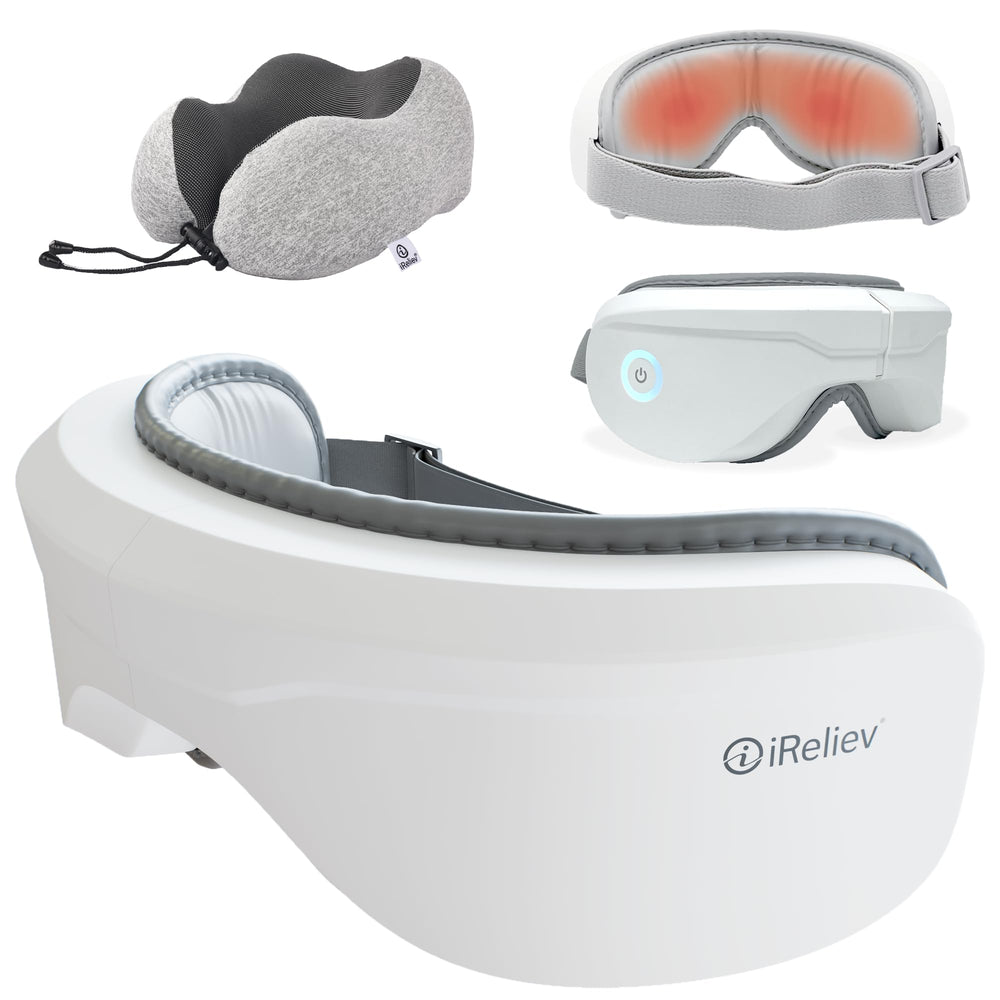 iReliev eye massager with heat targets acupressure points for relaxation.