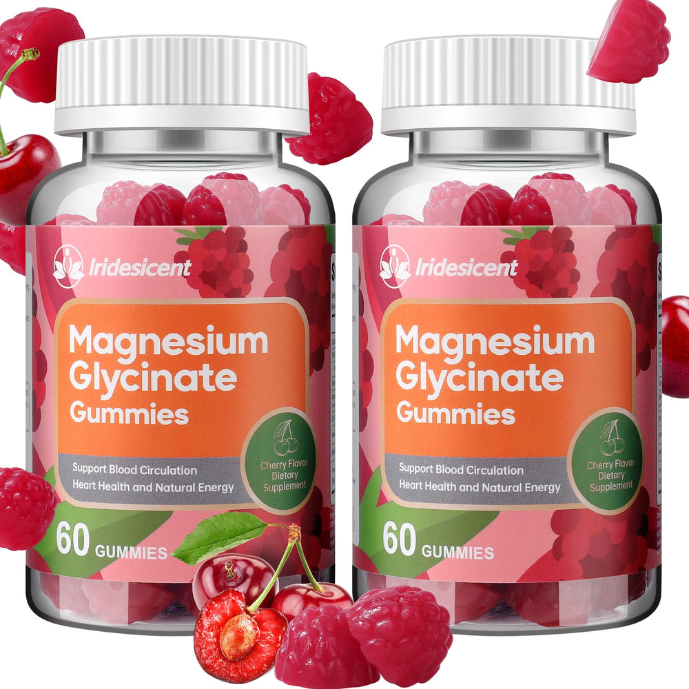 IRIDESICENT Magnesium Glycinate Gummies bottle for relaxing evenings.
