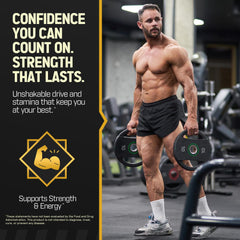 IronVex Testosterone Booster flat lay packaging with capsules ready to take