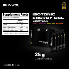 IRONWRX Isotonic Energy Gels Cherry 24-pack supports steady pace during training.