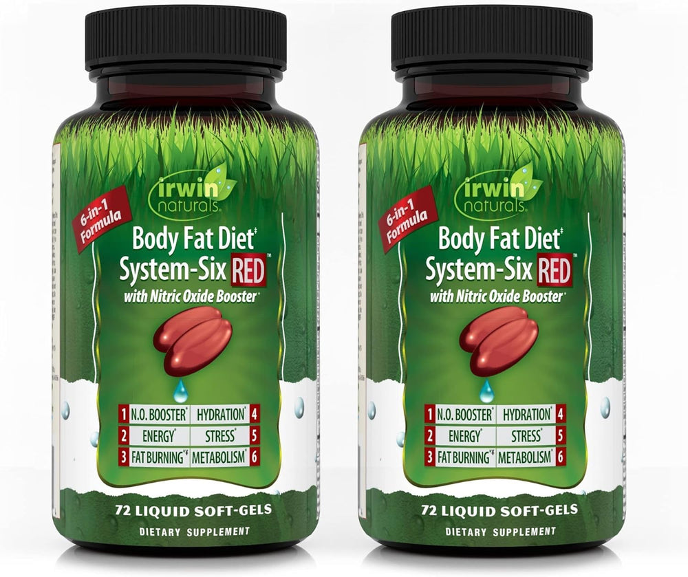 Irwin Naturals Body Fat Diet System-Six RED bottle front view for weight management