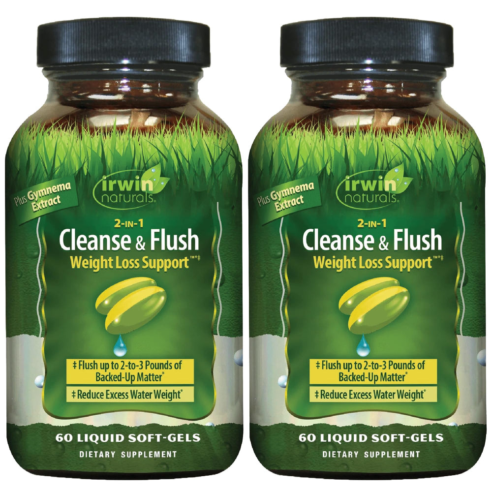 Irwin Naturals 2-in-1 Cleanse and Flush bottle front view for daily support