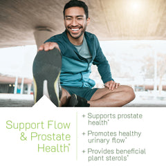 Irwin Naturals Healthy-Flow label detail highlights key ingredients like saw palmetto and cranberry.