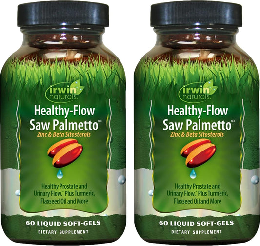 Irwin Naturals Healthy-Flow Saw Palmetto bottle front suggests urinary health support