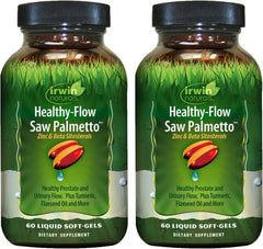Irwin Naturals Healthy-Flow Saw Palmetto bottle front suggests urinary health support