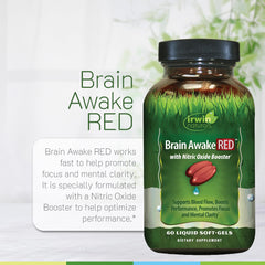 Irwin Naturals L-citrulline NO imagery suggests potential circulatory support for better flow.