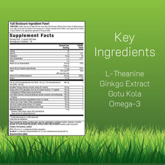 Close-up of Irwin Naturals liquid soft-gels delivering quick cognitive support