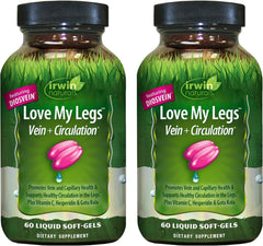 Irwin Naturals Love My Legs bottle promotes leg health with an easy-to-use package.