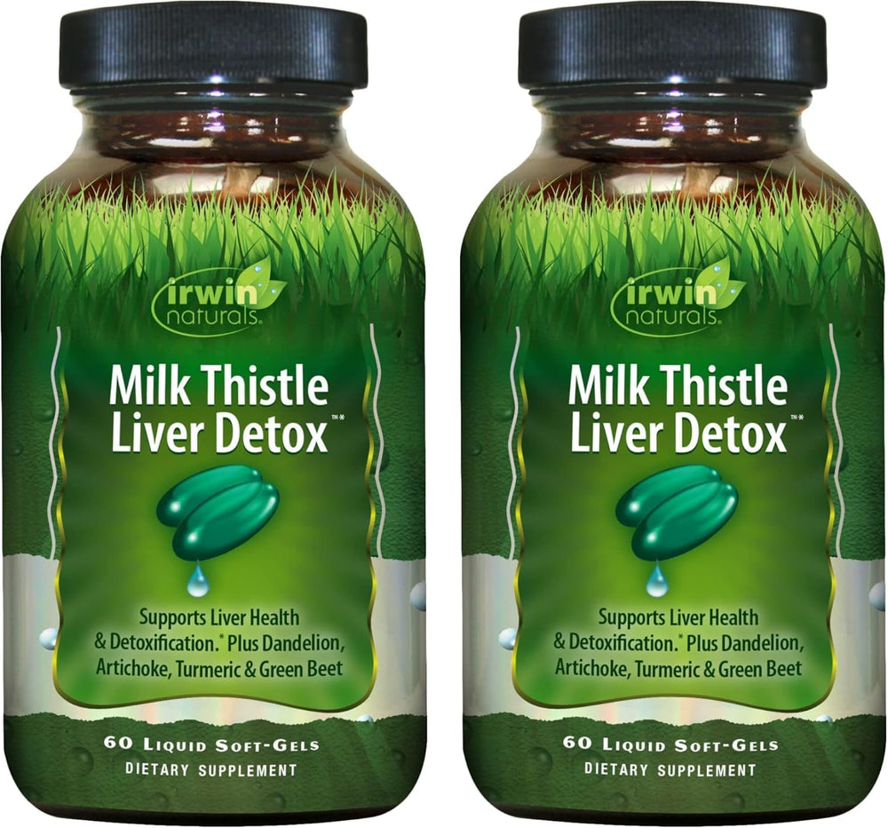 Irwin Naturals Milk Thistle Liver Detox bottle shown for easy daily use