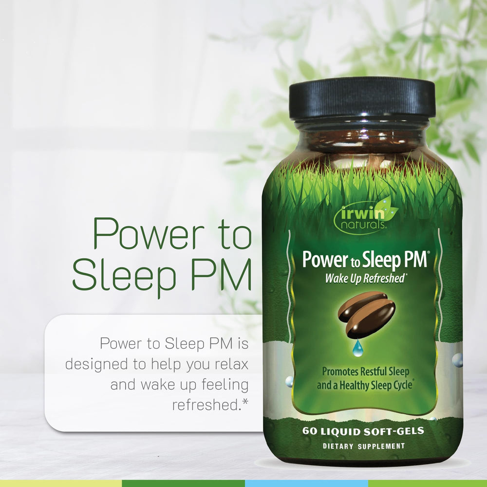 Irwin Naturals Power to Sleep PM packaging display highlights value pack