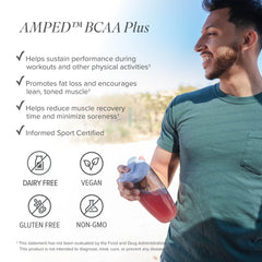 Isagenix Amped BCAA Plus bottle during endurance session for sustained energy