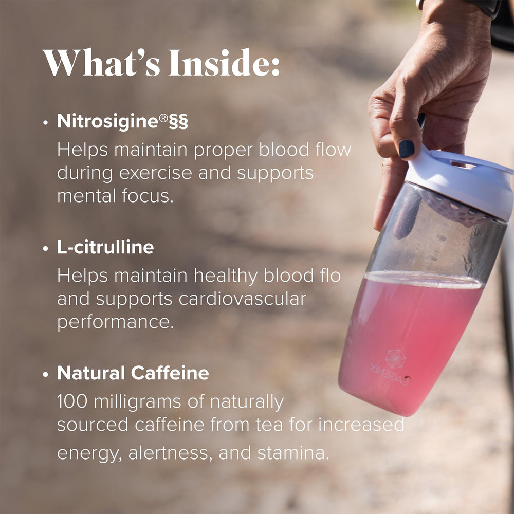 Isagenix Amped Nitro ingredients list highlighting nitric support for endurance