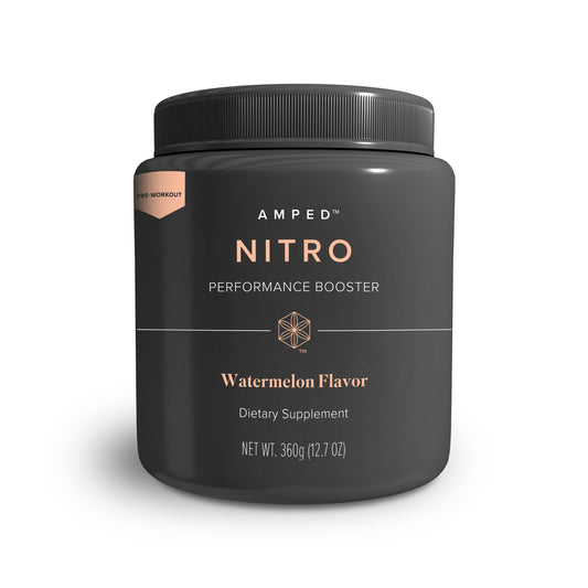 Isagenix Amped Nitro watermelon tub ready to mix for focused workouts