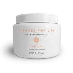 Isagenix Cleanse for Life Peach Mango powder in tub ready to mix for daily wellness