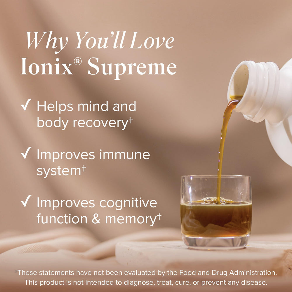Ingredients list on Ionix Supreme emphasizing B vitamins and niacin for energy.