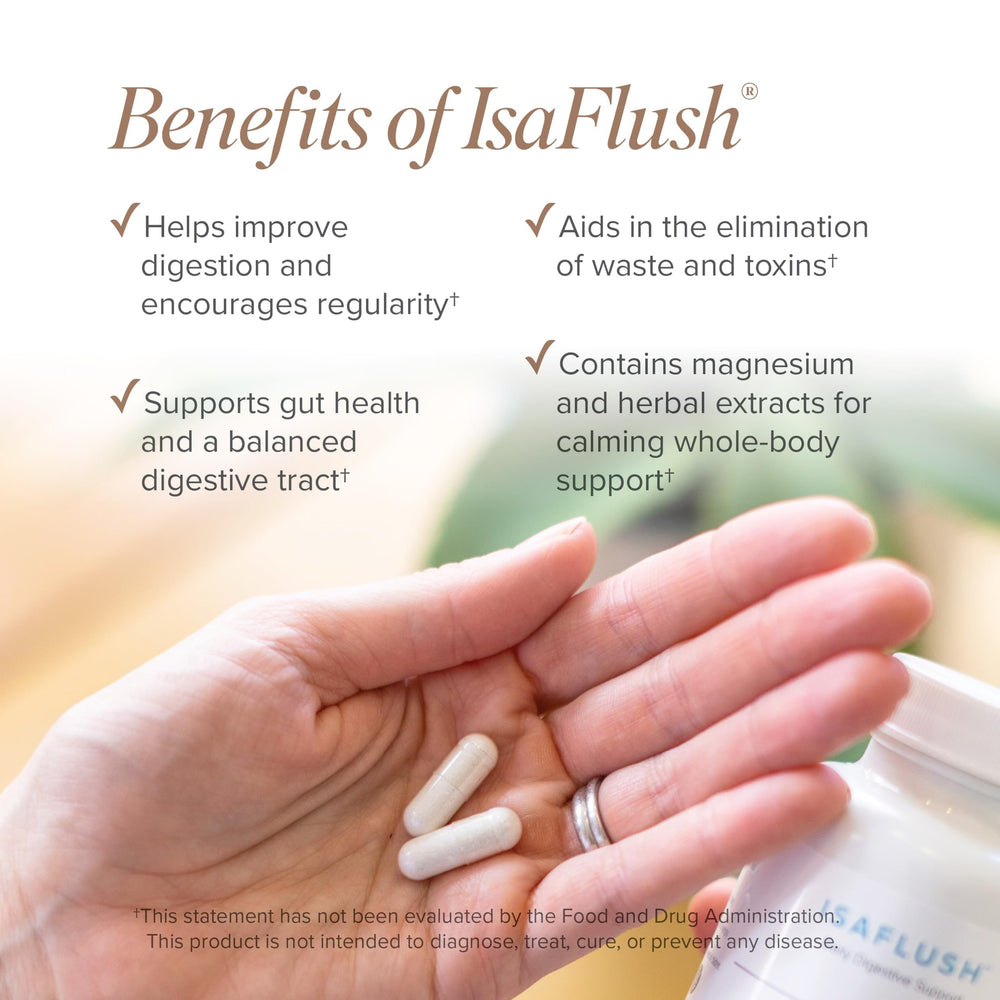 Isagenix IsaFlush non-GMO label signals additive-free care for health-minded users.