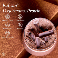 Prepared IsaLean shake in glass showing satiety and balanced nutrition.