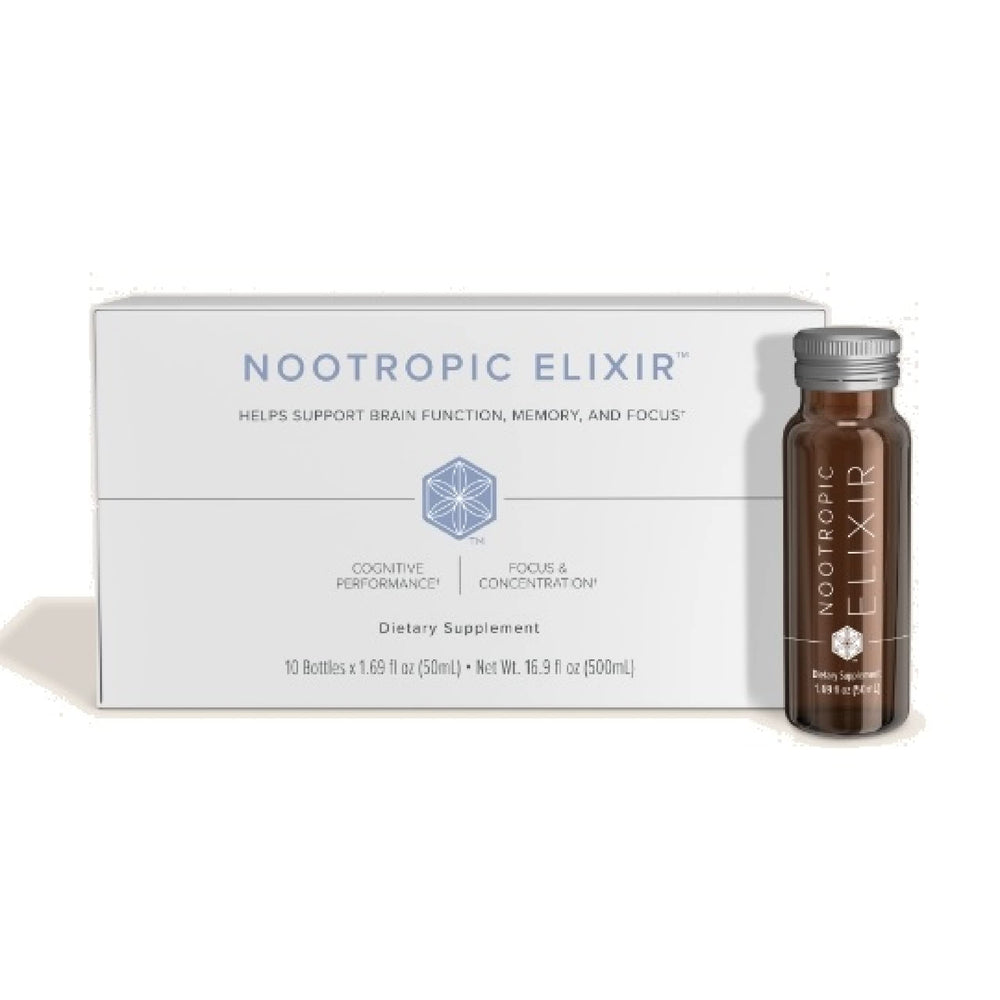 Isagenix Nootropic Elixir bottle front for focus support.
