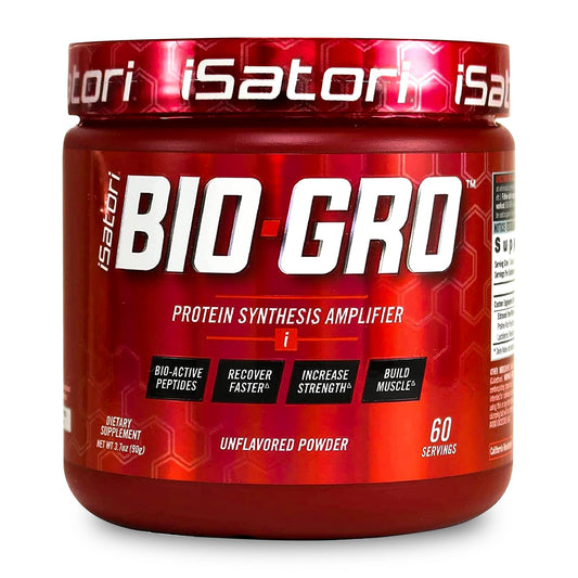 iSatori BIO-GRO bottle pour showing convenient stimulant-free pre-workout use