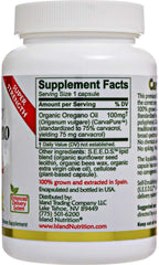 Island Nutrition oregano oil capsules close-up showing clean vegan formulation.