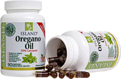 Spain-origin oregano oil source emblem on packaging.