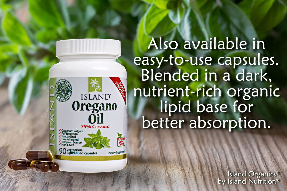Island Nutrition USDA organic certification badge highlighting organic quality.