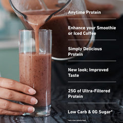 Isopure container label highlights 8 vitamins and minerals supporting daily nutrition